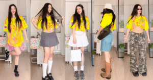 Blokette風格混搭，Neuer守門員球衣搭配Miumiu樂福鞋、迷彩褲、牛仔褲裙與百褶短裙，展現青春與個性。