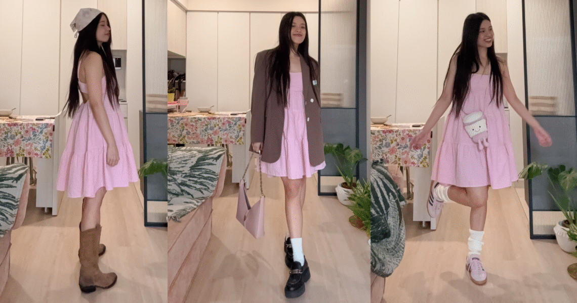 三種 Urban Outfitters 洋裝搭配提案一次看，頭巾女孩、西裝混搭感、粉色球鞋甜妹風，你今天是哪一型？🎀👢👟