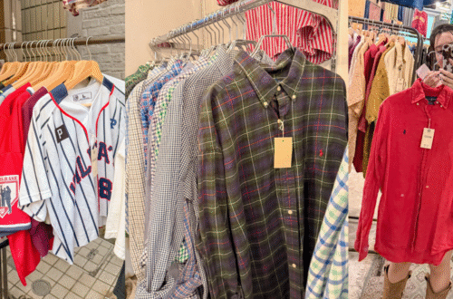 Shimokitazawa thrift store find in Tokyo featuring vintage fashion pieces