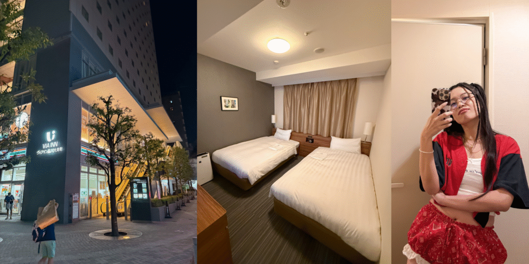 VIA INN Tokyo Oimachi hotel review, featuring twin room interior and exterior view, a top recommended affordable hotel in Tokyo near Shinagawa.