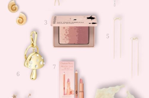 Best gifts for her under $25 – affordable gift guide for women featuring bow earrings, swirl gold studs, blush palette, layered silver necklace, minimalist drop earrings, strawberry keychain, Charlotte Tilbury lipstick, star dangle earrings, pink lip tint, and cozy scarf. Budget-friendly stylish gift ideas.