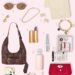 Best gifts for her under $50 – affordable gift ideas for women including sunglasses, gold necklace, bow earrings, cozy scarf, charm bracelet, brown shoulder bag, lipstick, perfume, beauty gift set, glass water bottle, layered necklace, bracelet, and red lace lingerie. Stylish, practical, and thoughtful presents under $50