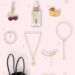Collage of best gifts for her under $100 – earrings, necklace, serum, handbag, and Mary Jane flats.
