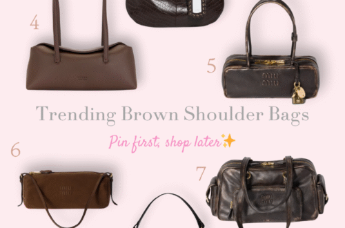 Trending brown shoulder bags collection featuring leather, suede, crocodile pattern, vintage boxy styles, and leopard print hobo bag.