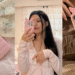 A collage showing the Urban Sophistication Angel in Piggy phone case with its signature pink wings and a mirror selfie.