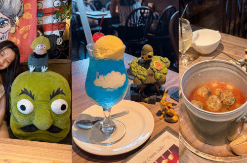 Corn Barley 餐廳組合圖：包含藍天蘇打、礦工肉丸湯與店內裝飾