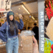 築地市場隱藏版美食地圖：Hattie 在 Matcha Stand Maruni 手拿培茶拿鐵，左側是築地限定飛魚高湯包攤位，右側則是比臉還大的現壓鮮蝦仙貝，展示除了海鮮丼以外的築地必吃必買推薦。